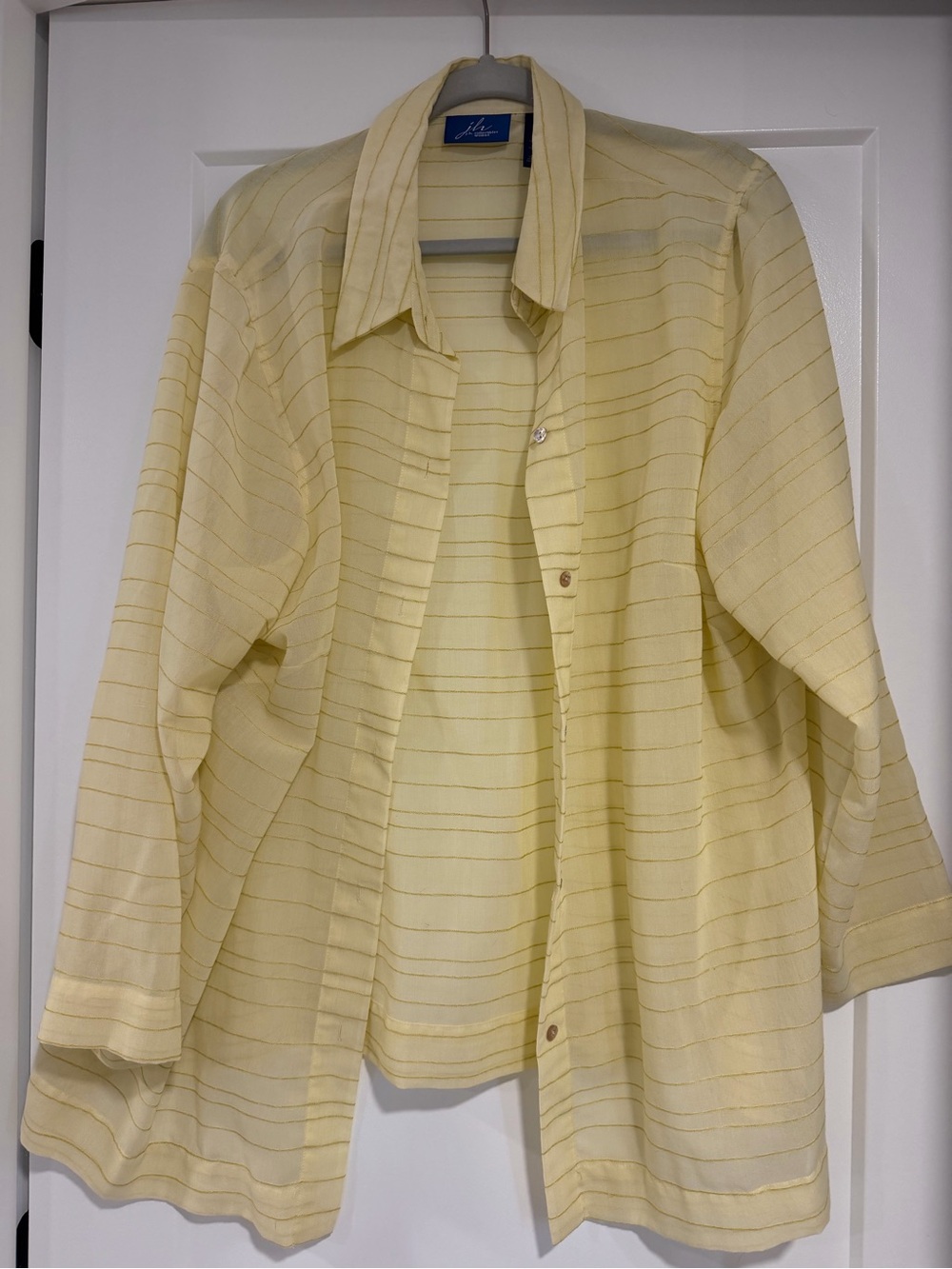 VINTAGE J.H. Collectibles Pale Yellow/Gold Striped Button-Down Shirt